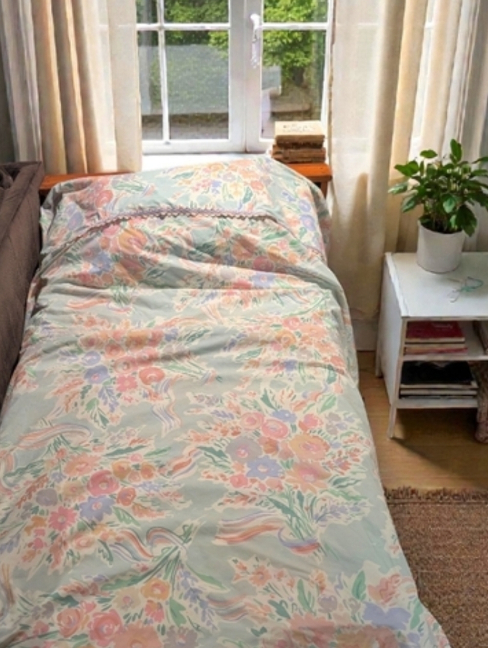 COLLIER CAMPBELL Duvet Cover Twin Floral Pastel Cotton Percale Vintage
